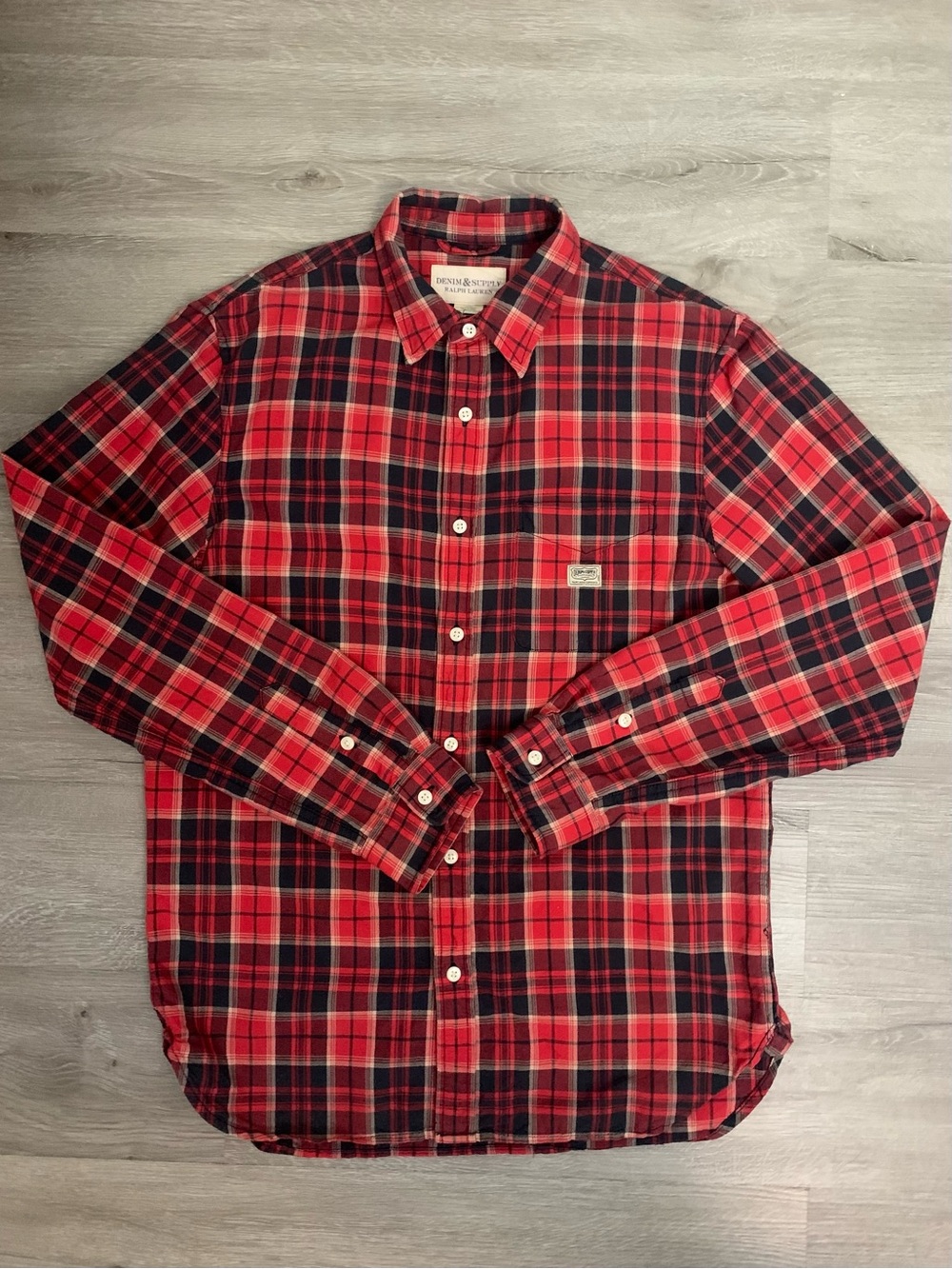 Denim & Supply Ralph Lauren Red and Black Plaid Button-Down Shirt